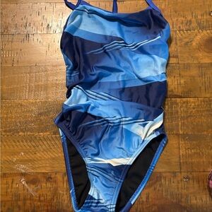 Woman Speedo Pro LT 30 Blue Striped One-Piece Swimsuit #7